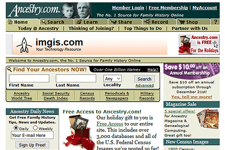 Ancestry.com website in 2000