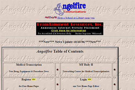 Angelfire website in 1996