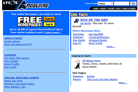 Angelfire website in 1999