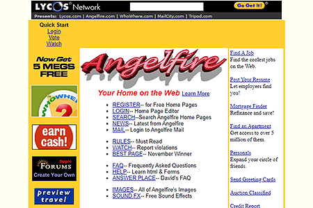 Angelfire website in 1998