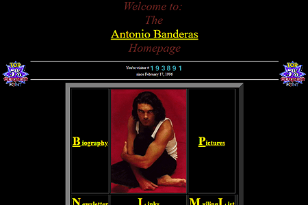 Antonio Banderas website in 1995