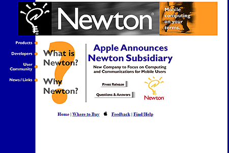 Apple Newton website in 1997