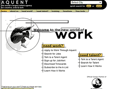 Aquent website in 2000