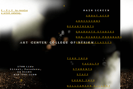 Art Center College of Design website in 1996