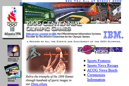 Atlanta Olympic Games website in 1996