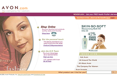Avon website in 2001