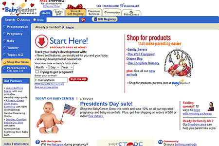 BabyCenter website in 2003