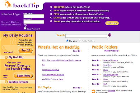 Backflip website in 2000