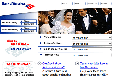 Bank of America website in 2000