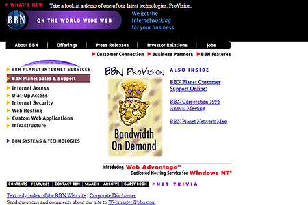 BBN website in 1996