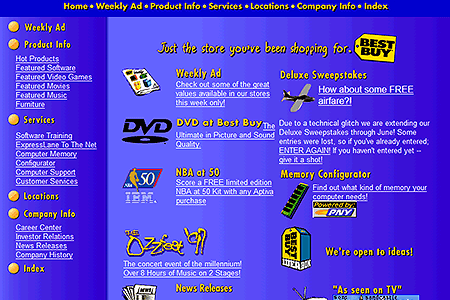 Best Buy website in 1997