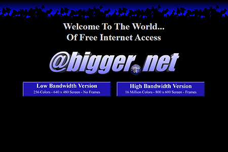 Bigger.net website in 1998