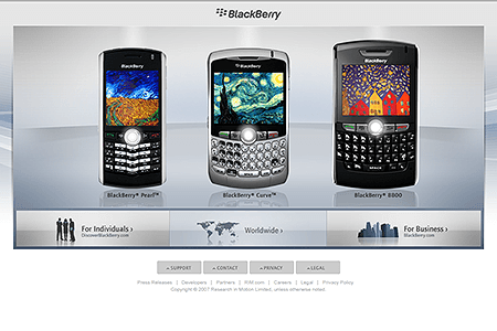 BlackBerry website in 2007