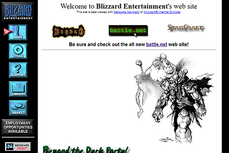 Blizzard Entertainment website in 1996