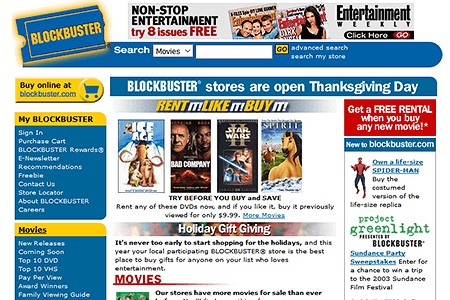 Blockbuster website in 2002