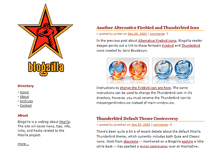 Blogzilla website in 2003