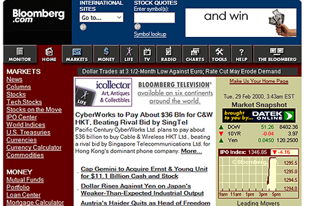 Bloomberg website in 2000