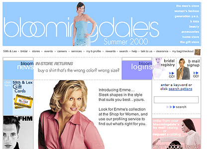 Bloomingdale’s website in 2000