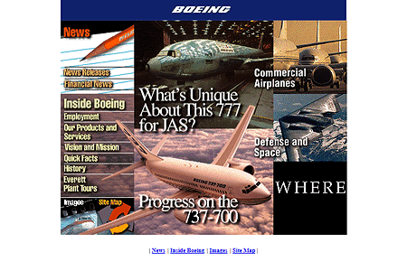 The Boeing Company website in 1996