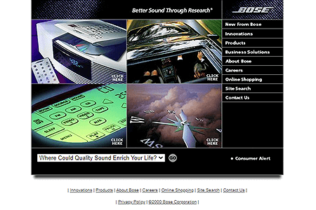 Bose website in 2000
