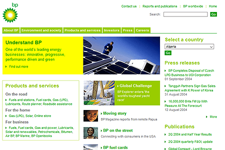 BP website in 2004