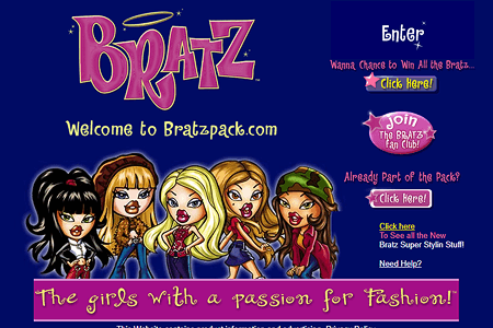 Bratz Pack website in 2002