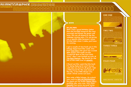 Burntgraphix website in 2001