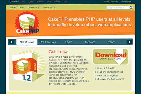 CakePHP website in 2008