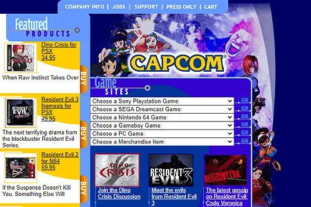 CAPCOM website in 2000