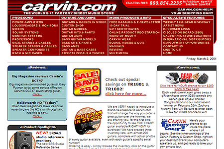 Carvin Guitars website in 2001