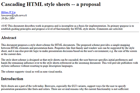 Cascading HTML style sheets - a proposal in 1994