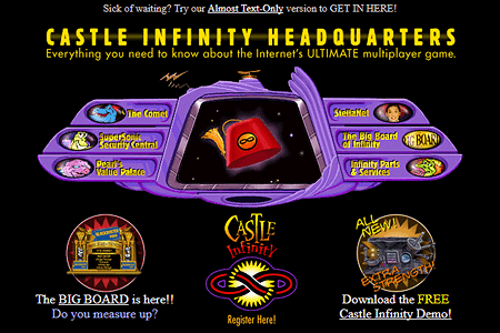 Castle Infinity Headquarters website in 1996