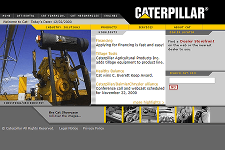 Caterpillar website in 2000