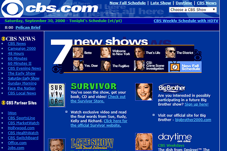 CBS website in 2000