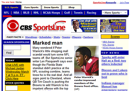 CBS SportsLine website in 2000