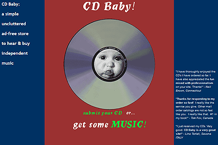 CD Baby website in 1998