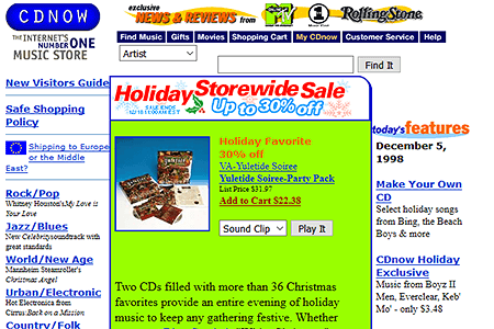 CDNOW website in 1998