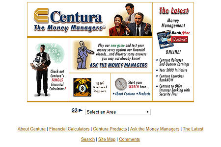 Centura Bank website in 1997