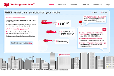 Challenger Mobile website in 2006