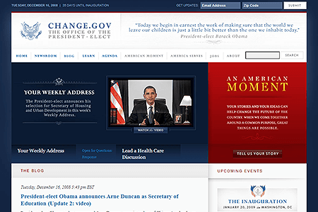 Change.gov website in 2008