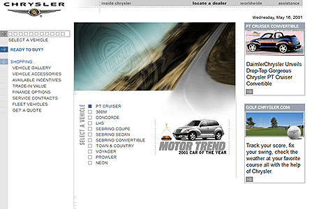 Chrysler website in 2001