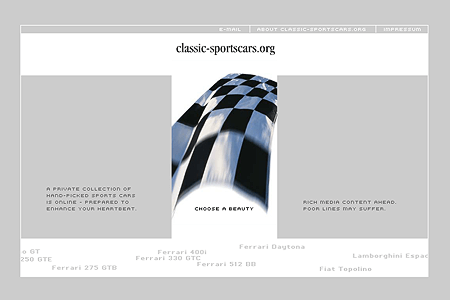 Classic Sportscars flash website in 2002
