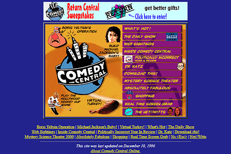 Comedy Central website in 1996