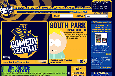 Comedy Central website in 2002