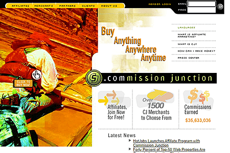 Commission Junction website in 2001