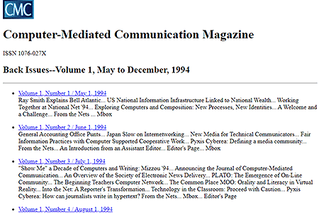 Computer-Mediated Communication Magazine in 1994