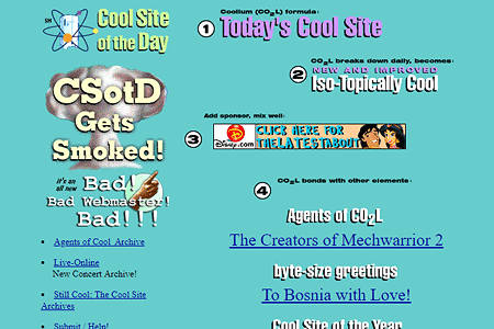 Cool Site of the Day website in 1996