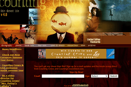 Counting Crows website in 2000