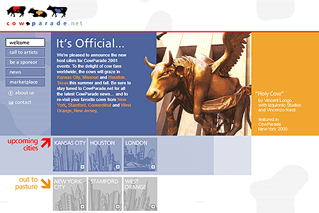 CowParade website in 2001