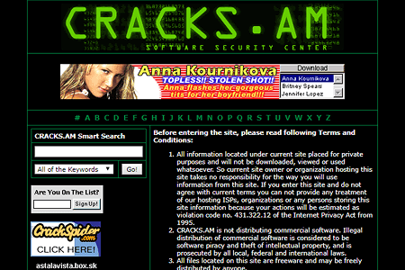 Cracks.am website in 2001